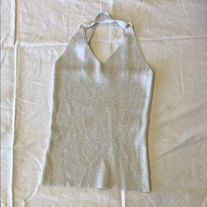 Silver glitter halter top
